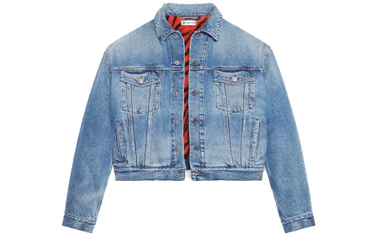 Balenciaga Denim Jackets Women's Blue Lapel Moderate Straight Fit