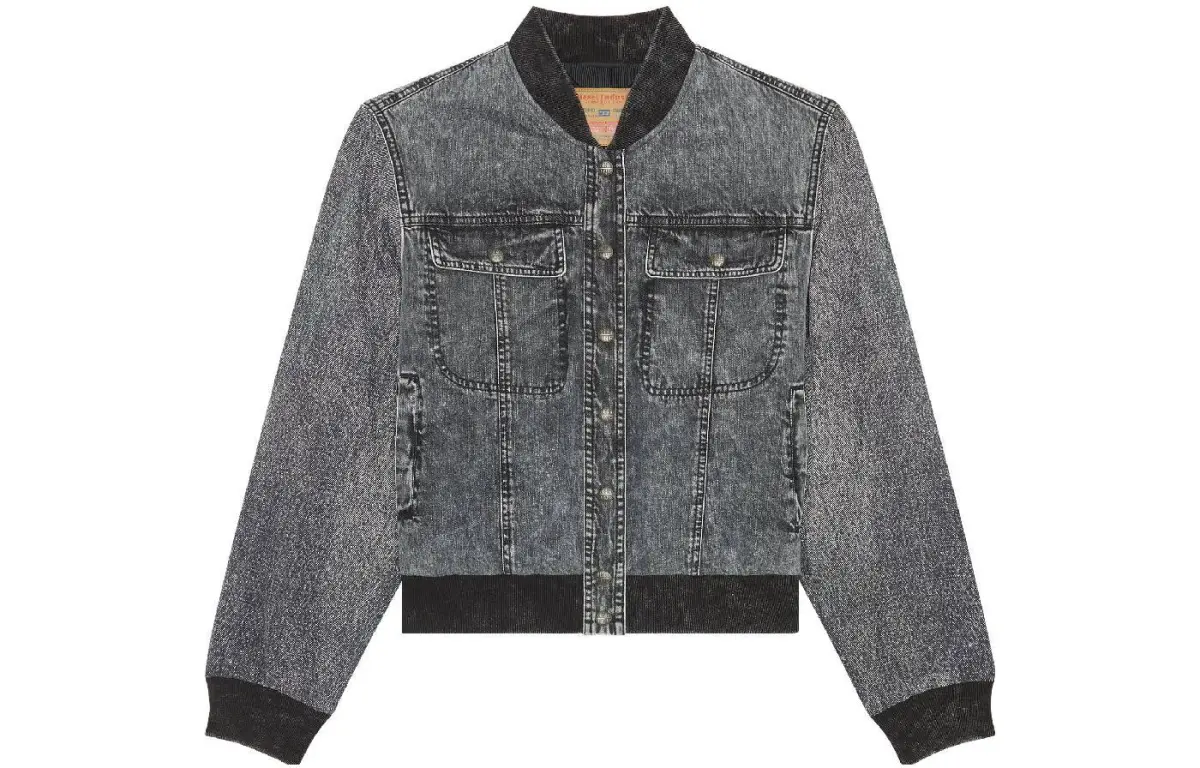 DIESEL Denim Jackets Women's Gray Lapel Moderate Straight Fit