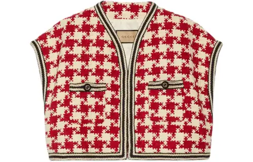 GUCCI Vests Women's Red V Neck Moderate Other