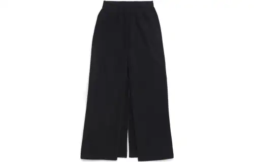 Balenciaga Casual Pants Women's Black Moderate Wide Leg Pants