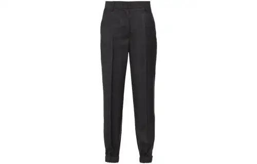 PRADA Knitted Sweatpants Women's Black Moderate Cuffed Pants