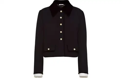 MIU MIU Cropped Coats Women's Black Lapel Moderate