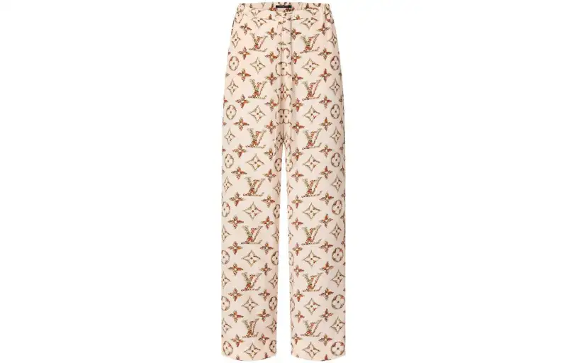 LOUIS VUITTON Floral Monogram Wide-Leg Pajama Pants