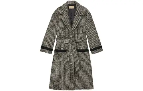 GUCCI Coats Women's Gray Suit Collar Moderate Straight Fit
