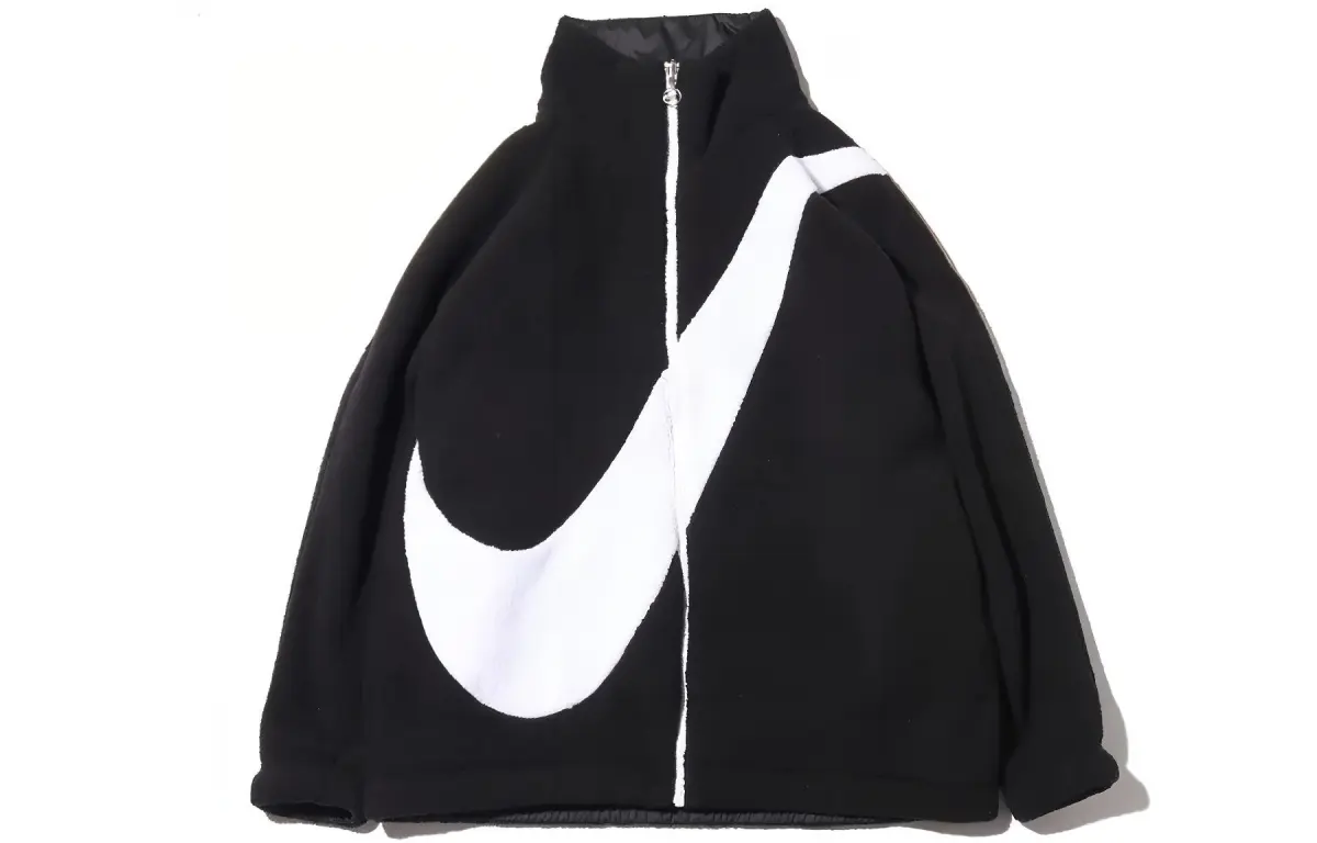 Nike Large Logo Sherpa Reversible Fleece Lined Velvet feel Coat US Version Women's Black