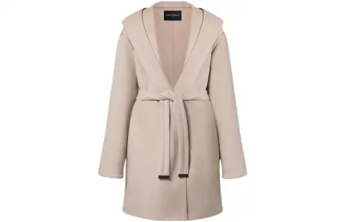 LOUIS VUITTON Zipper Sleeve Hooded Wrap Coat