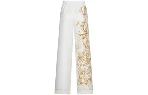 DIOR Casual Pants Women's White Moderate Straight Fit Pants
