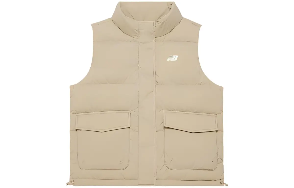 New Balance Down Vests Women's Beige Stand Collar Moderate Other