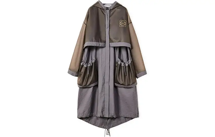LOEWE Long Hooded Parka 'Stone Grey'