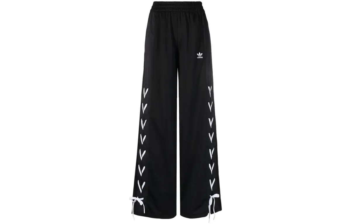 Adidas Originals Knitted Sweatpants Women's Black Moderate Wide Leg Pants