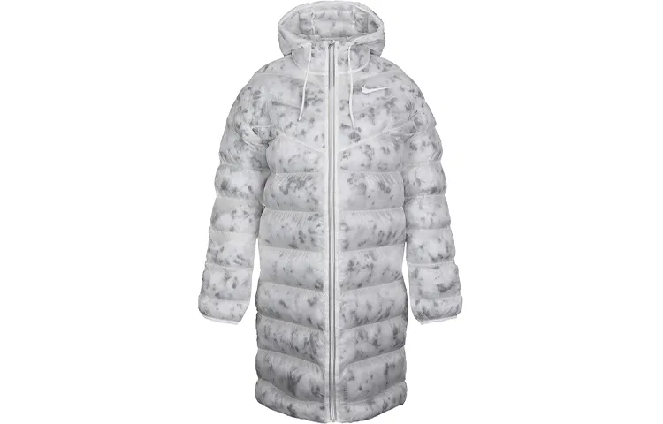 Nike Puffer Jackets Women's Mountain Peak White Hooded Moderate Puffer Shirt Jacket