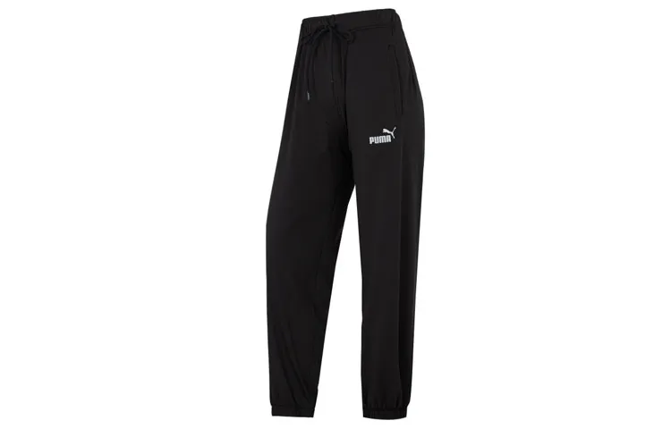 PUMA Knitted Sweatpants Women's Black Moderate Cuffed Pants