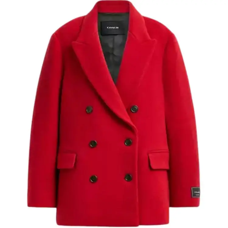 COACH Coats Women's Red Lapel Moderate