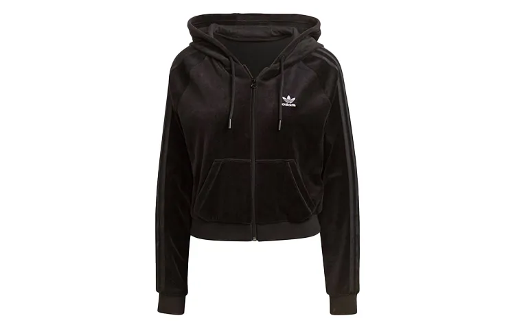 Adidas Originals Cropped Coats Women's Black Hooded Moderate