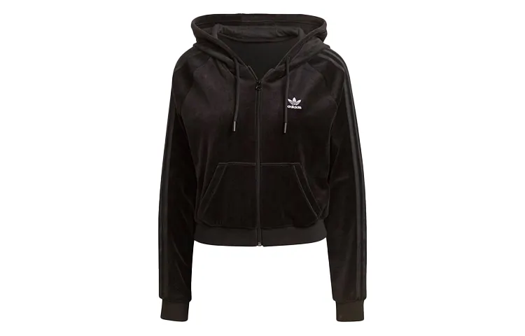Adidas Originals Cropped Coats Women's Black Hooded Moderate