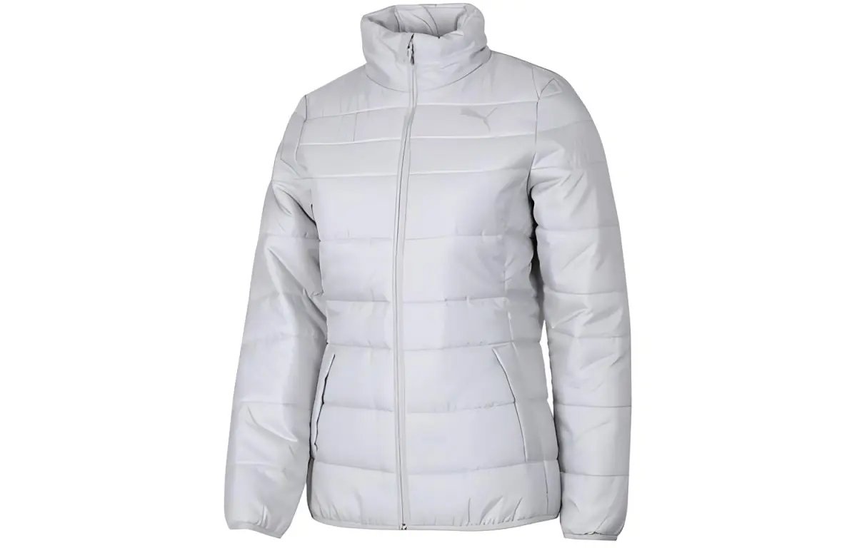 PUMA Puffer Jackets Women's Light Gray Stand Collar Moderate Parka Puffer Jacket