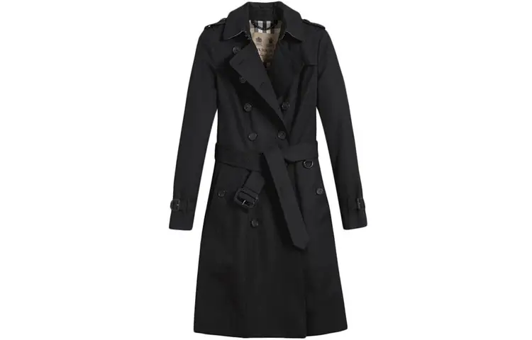 Burberry Trench Coats Women's Black Lapel Moderate