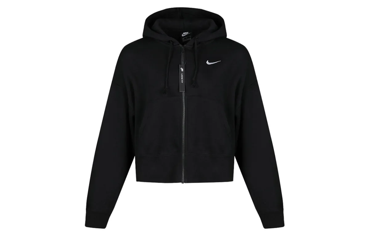 Nike Cropped Coats Women's Black Hooded Moderate