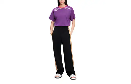 LOUIS VUITTON New Quarterly Products Of LV Casual Pants Women's Black Moderate Wide Leg Pants