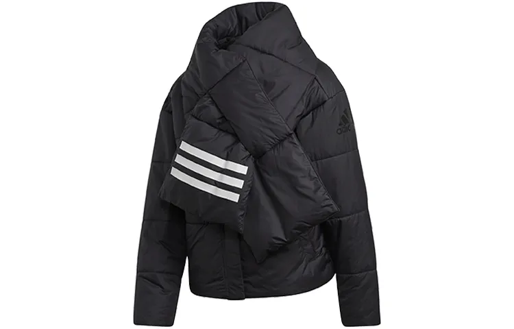 Adidas Puffer Jackets Women's Black Scarf Collar Moderate Detachable