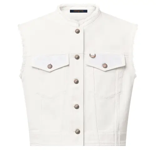 LOUIS VUITTON Monogram Accent Sleeveless Denim Jacket