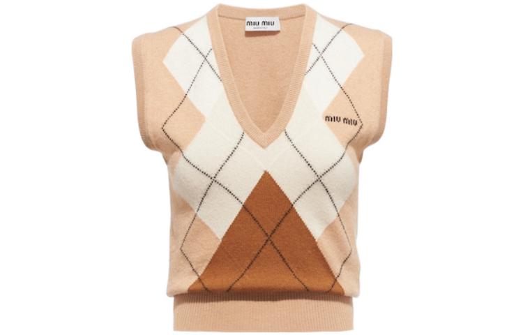 MIU MIU Vests Women's Brown V Neck Moderate Other
