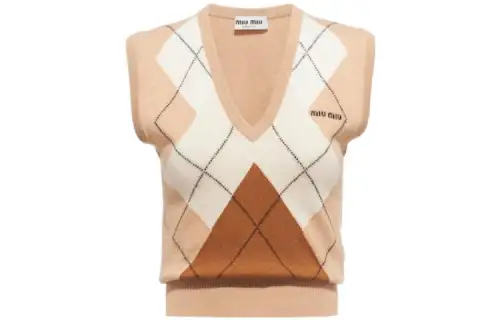 MIU MIU Vests Women's Brown V Neck Moderate Other