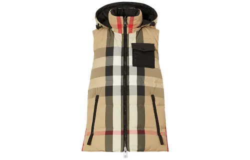 Burberry Down Vests Women's Archive Beige Detachable Hood Moderate