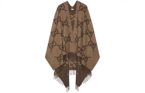 GUCCI Monogrammed Fringe Edge Poncho