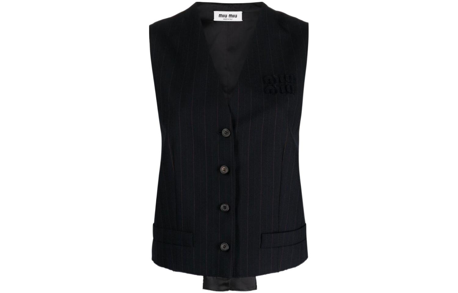 MIU MIU Vests Women's Black V Neck Moderate Other
