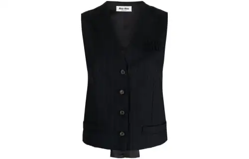 MIU MIU Vests Women's Black V Neck Moderate Other