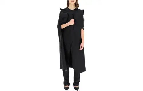 PRADA Trench Coats Women's Black Hooded Moderate
