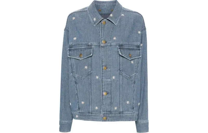 Golden Goose Babette floral-embroidered denim jacket
