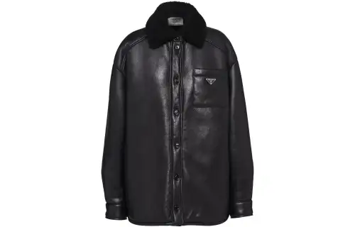 PRADA Leather Jackets Women's Black Moderate