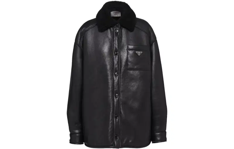 PRADA Leather Jackets Women's Black Moderate