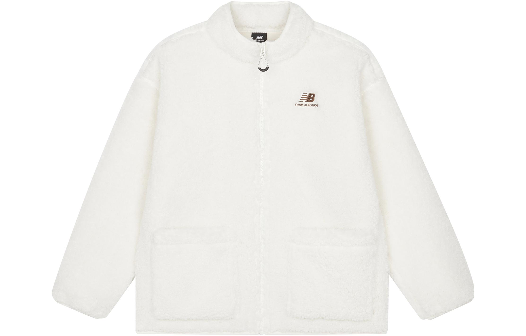 New Balance Velvet Jackets Women's White Stand Collar Moderate