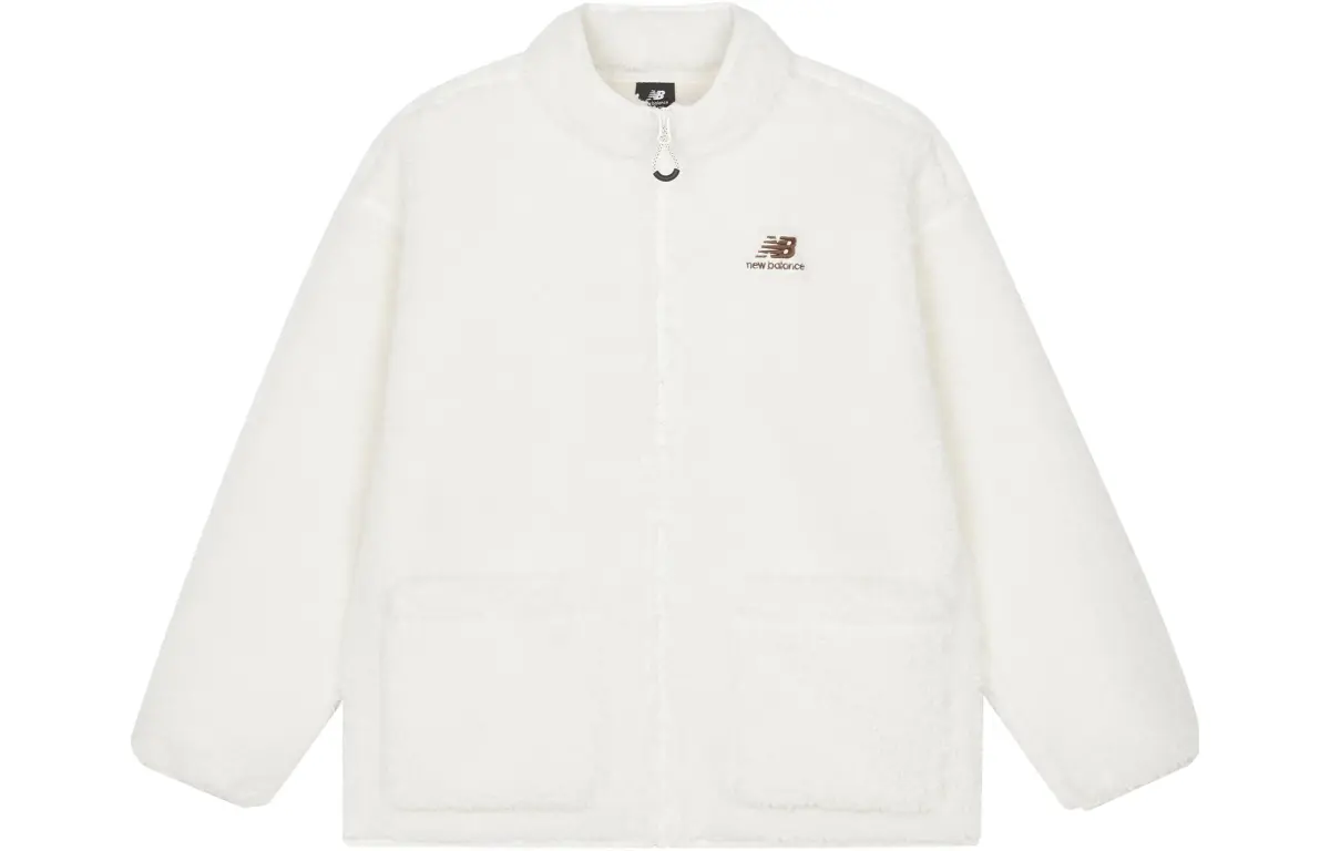 New Balance Velvet Jackets Women's White Stand Collar Moderate