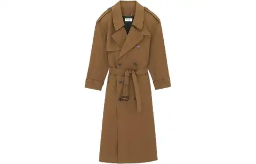 SAINT LAURENT Trench Coat Women's Khaki