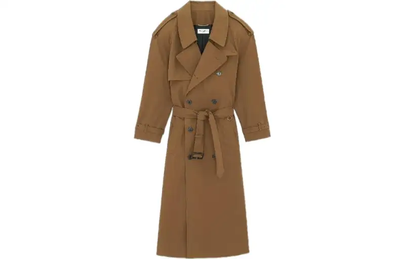 SAINT LAURENT Trench Coat Women's Khaki