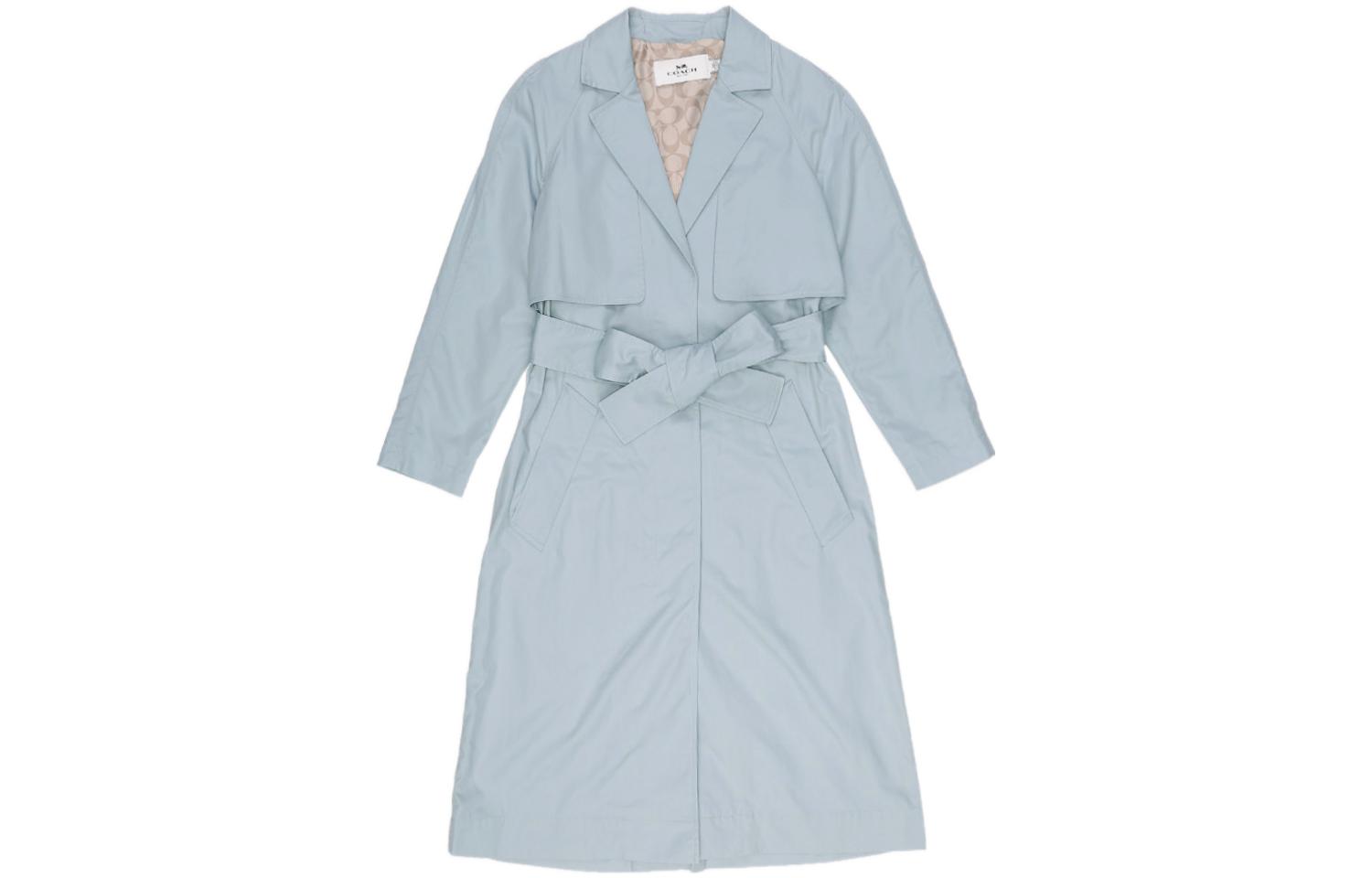 COACH Trench Coats Women's Gray Lapel Moderate Other