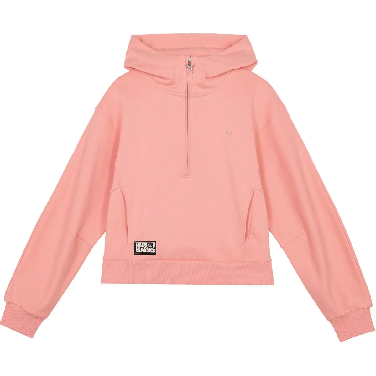 PUMA SELECT HAUS Of CLASSICS Collection, Fleece Lined Thermal Drop Shoulder Hooded Casual Half Open Collar Half Zip