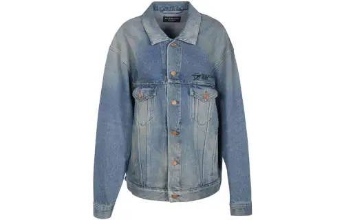 Balenciaga Denim Jacket Loose Fit Women's Light Blue