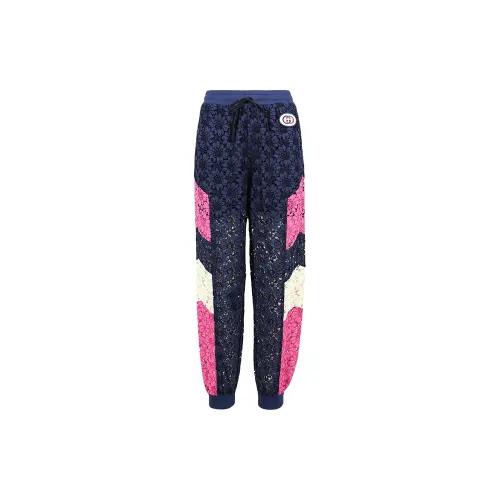 GUCCI Floral Lace Track Pants Ink Multi