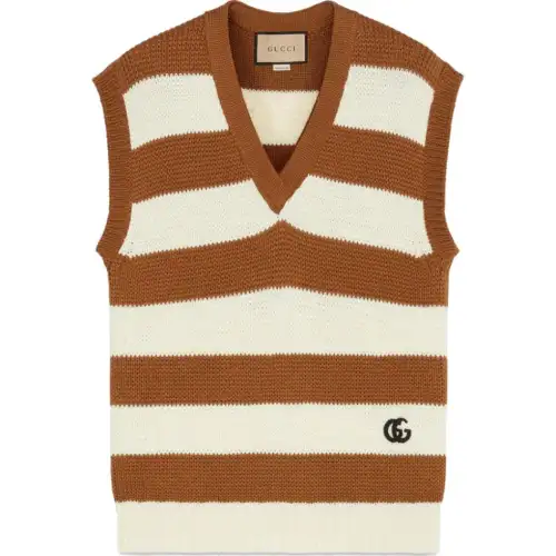 GUCCI Vests Women's Brown V Neck Moderate Other