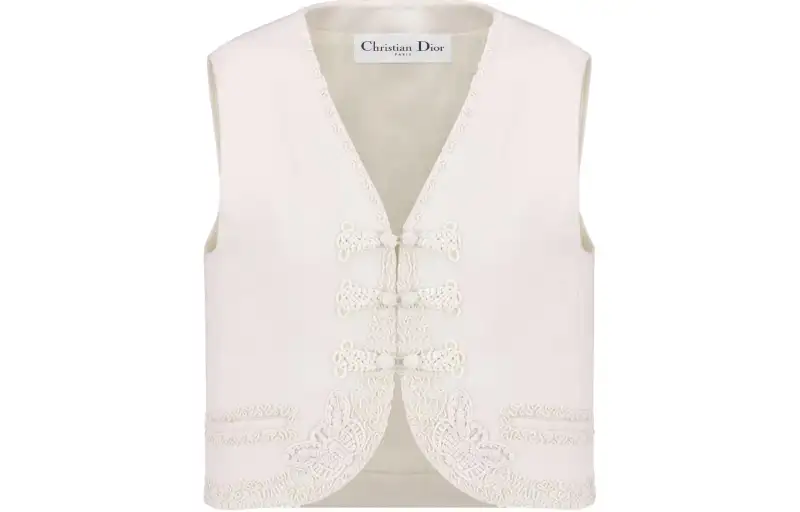 DIOR Vests Women's Ecru V Neck Moderate Other