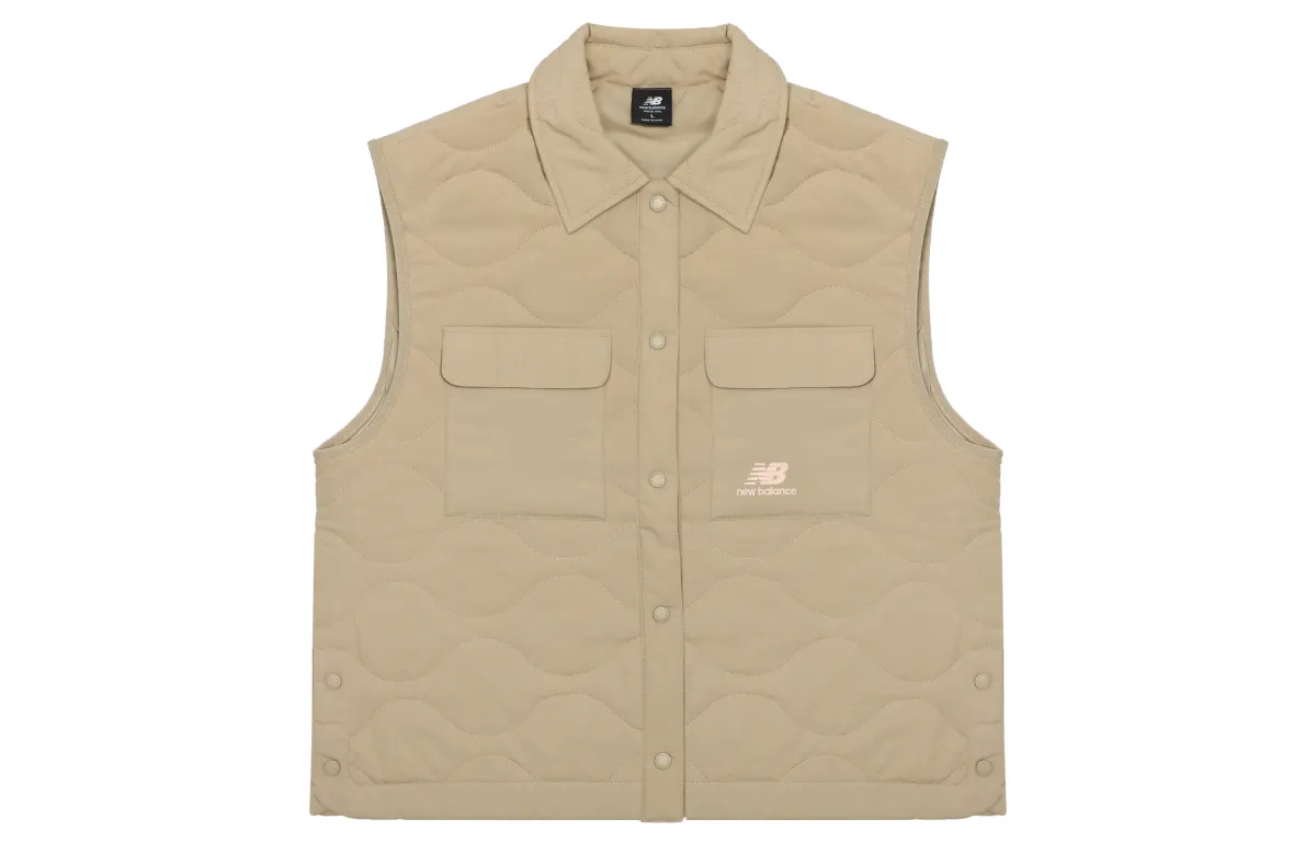 New Balance Vests Women's Khaki Lapel Moderate Straight Fit