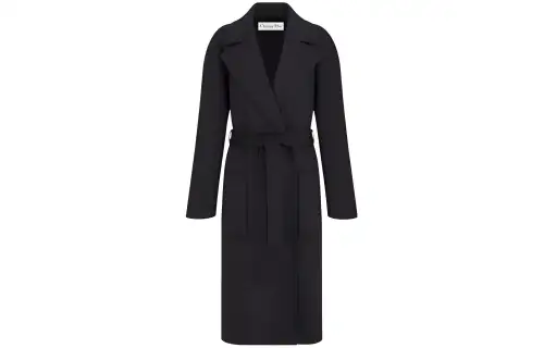 DIOR Coats Women's Gray Suit Collar Moderate Straight Fit
