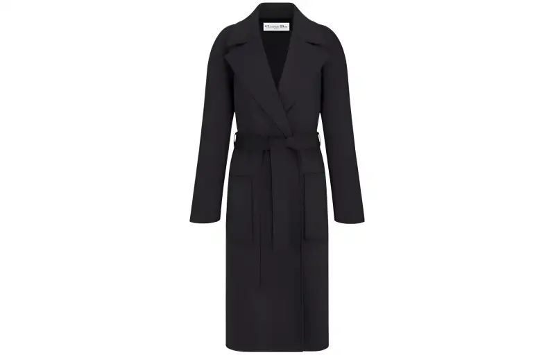 DIOR Coats Women's Gray Suit Collar Moderate Straight Fit