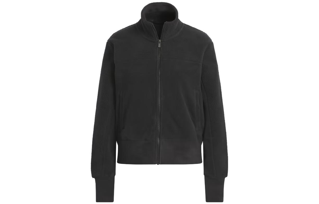 Adidas Velvet Jackets Women's Black Stand Collar Moderate