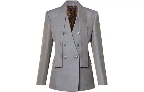 LOUIS VUITTON Lavaliere Collar Wool Gabardine Blazer